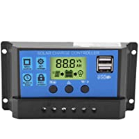 Hyuduo Controlador de Panel de Carga Solar PWM 12V 24V- regulador de batería Inteligente- regulador de Carga Solar- con…